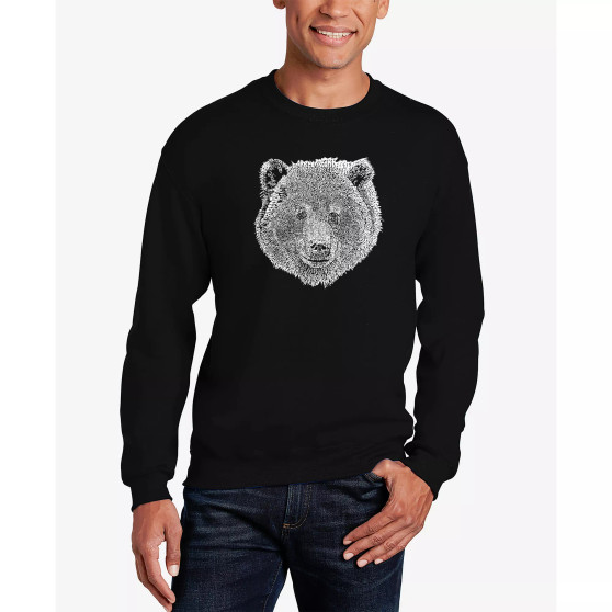 Men's Word Art Bear Face Crewneck Sweatshirt