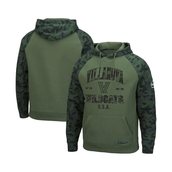 Men's Olive and Camo Villanova Wildcats OHT Military-Inspired Appreciation Raglan Pullover Hoodie