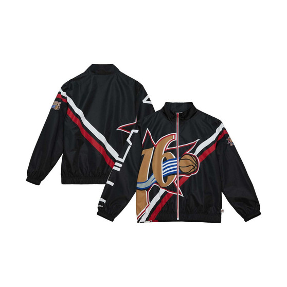 Men's Black Philadelphia 76ers Exploded Logo Warm-Up Full-Zip Jacket
