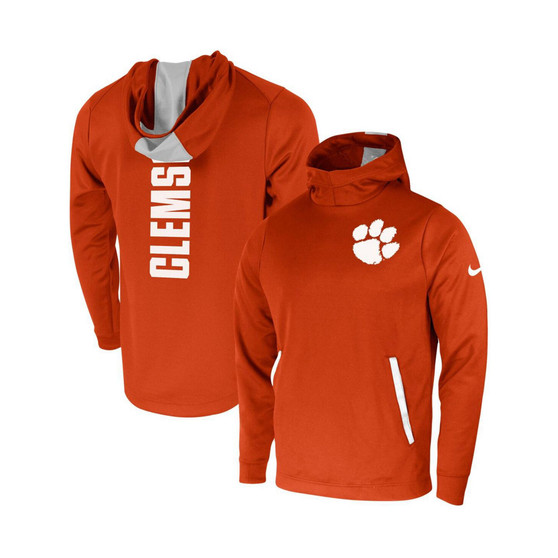 Men's Orange Clemson Tigers 2-Hit Performance Pullover Hoodie