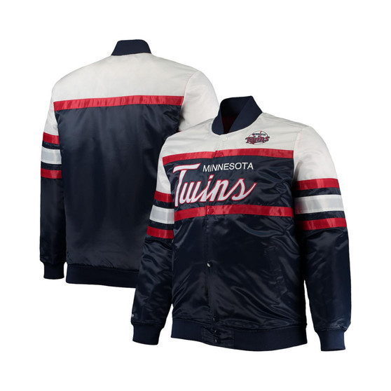 Men's Navy, Red Minnesota Twins Big and Tall Coaches Satin Full-Snap Jacket