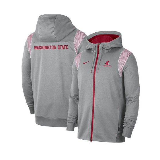 Men's Gray Washington State Cougars Sideline Performance Full-Zip Hoodie