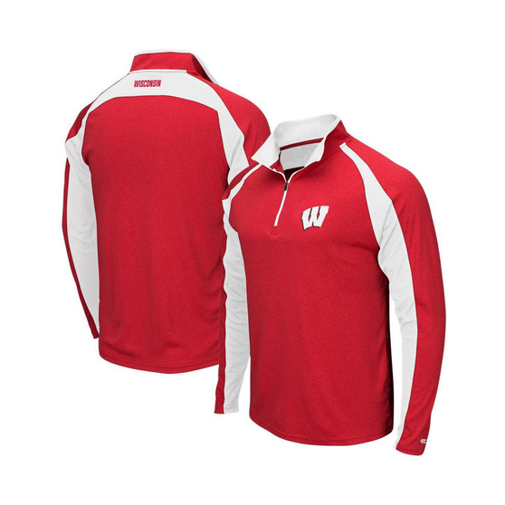 Men's Heathered Red Wisconsin Badgers The J. Peterman Quarter-Zip Pullover Jacket