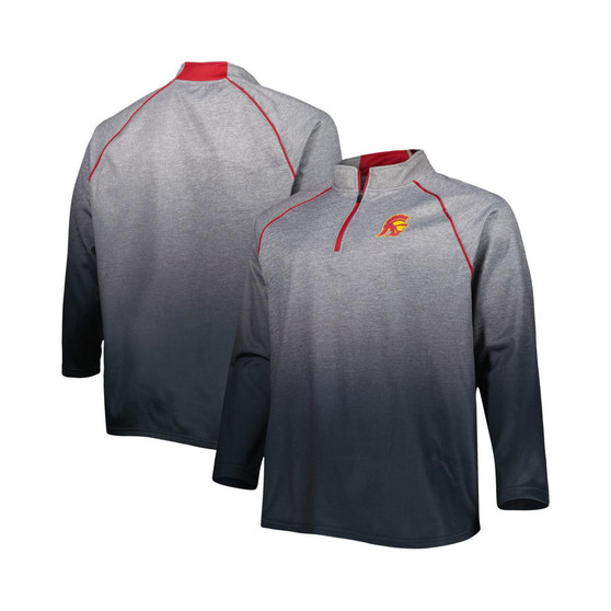 Men's Heather Gray USC Trojans Sitwell Raglan Quarter-Zip Jacket