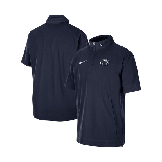 Men's Navy Penn State Nittany Lions Coaches Quarter-Zip Short Sleeve Jacket