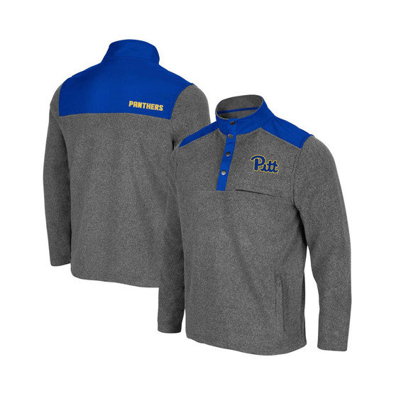 Men's Heathered Charcoal, Royal Pitt Panthers Huff Snap Pullover