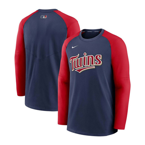 Men's Navy, Red Minnesota Twins Authentic Collection Pregame Performance Raglan Pullover Sweatshirt