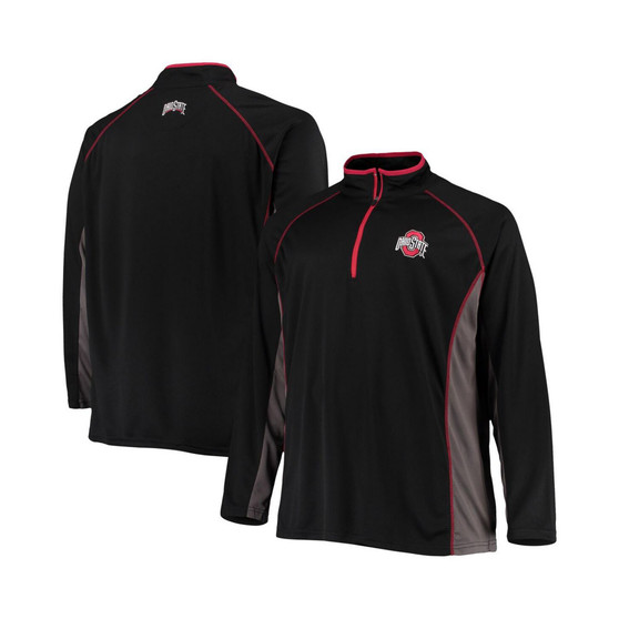 Men's Black Ohio State Buckeyes Big and Tall Textured Raglan Quarter-Zip Jacket