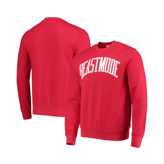 Men's Red Beast Mode Collegiate Logo Pullover Sweatshirt