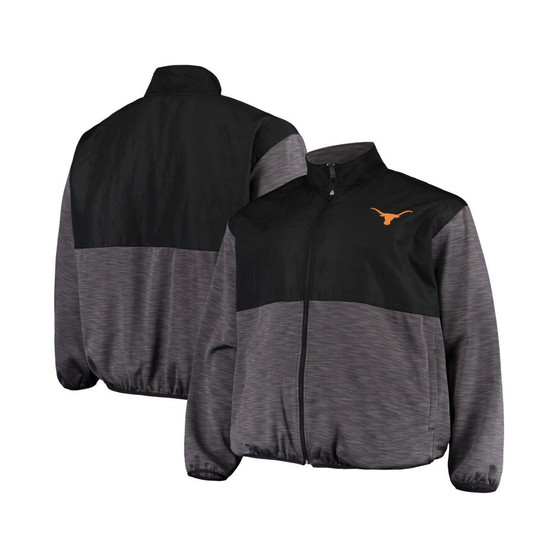 Men's Black, Charcoal Texas Longhorns Big and Tall Puff Full-Zip Jacket