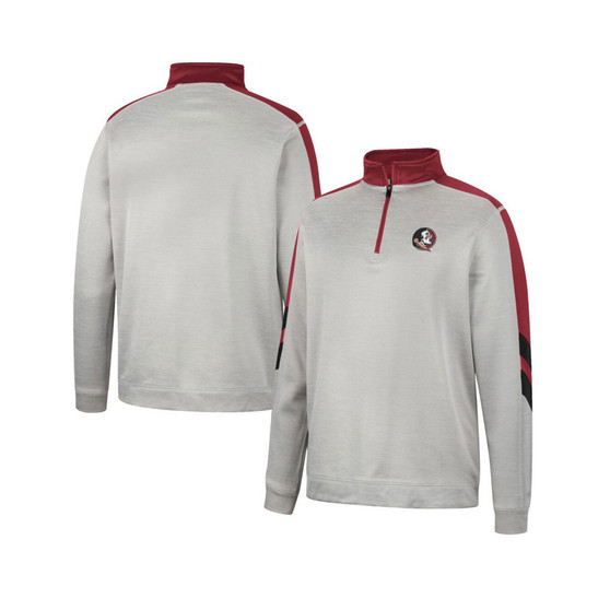 Men's Gray and Garnet Florida State Seminoles Bushwood Fleece Quarter-Zip Jacket