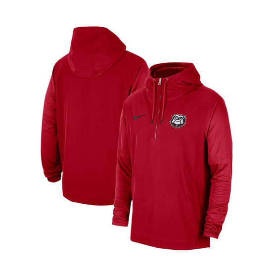 Men's Red Georgia Bulldogs 2023 Sideline Player Quarter-Zip Hoodie Jacket