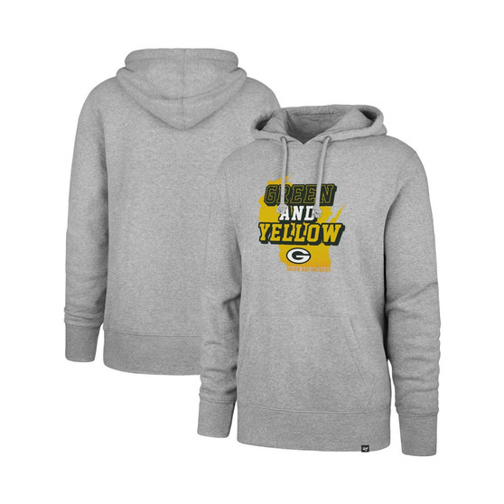 Men's '47 Heather Gray Green Bay Packers Team Headline Pullover Hoodie