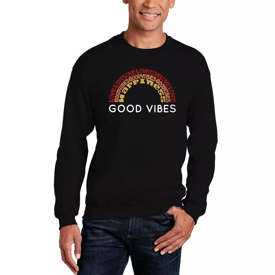 Men's Good Vibes Word Art Crewneck Sweatshirt