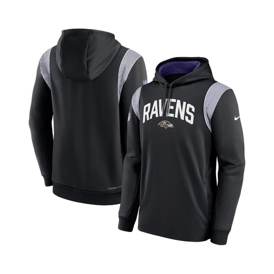 Men's Black Baltimore Ravens Sideline Athletic Stack Performance Pullover Hoodie