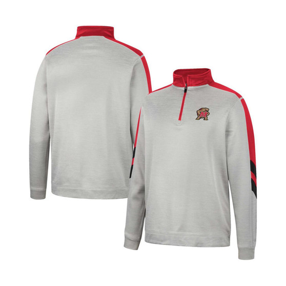 Men's Gray and Red Maryland Terrapins Bushwood Fleece Quarter-Zip Jacket