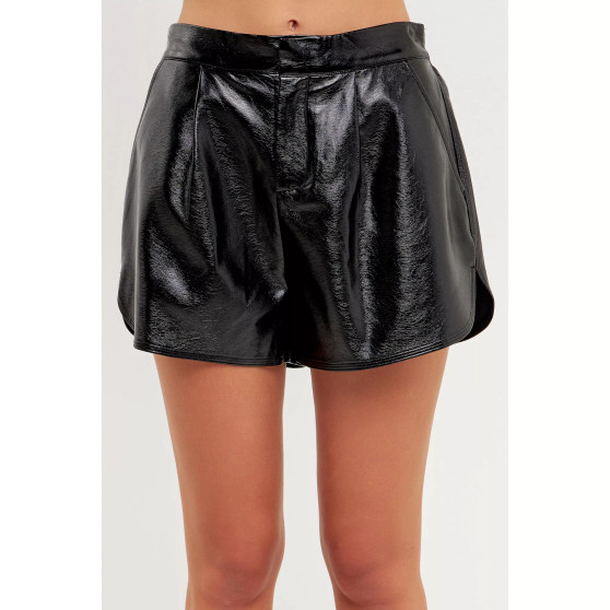 Women's High-Waisted Faux Leather Shorts