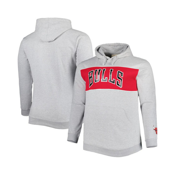 Men's Branded Heather Gray Chicago Bulls Big and Tall Wordmark Pullover Hoodie