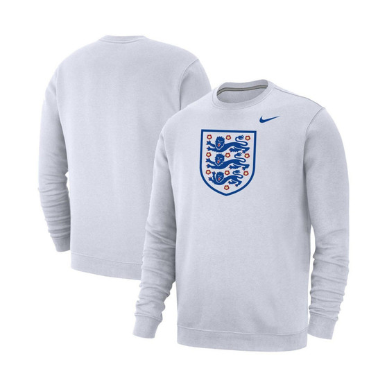 Men's White England National Team Fleece Pullover Sweatshirt