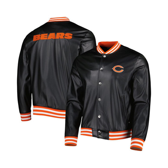 Men's Black Chicago Bears Metallic Bomber Full-Snap Jacket