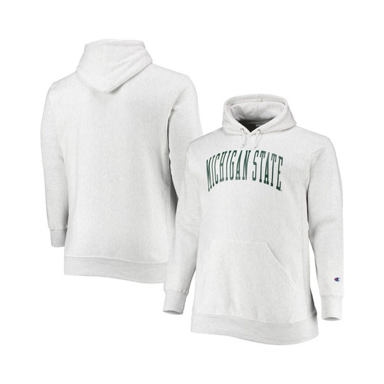 Men's Heathered Gray Michigan State Spartans Big and Tall Reverse Weave Fleece Pullover Hoodie Sweatshirt