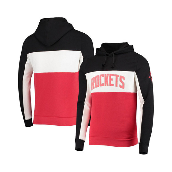 Men's Black, White Houston Rockets Wordmark Colorblock Fleece Pullover Hoodie