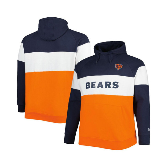 Men's Orange Chicago Bears Big and Tall Current Team Colorblock Fleece Raglan Pullover Hoodie