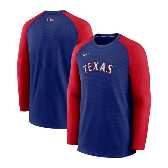 Men's Royal, Red Texas Rangers Authentic Collection Pregame Performance Pullover Sweatshirt