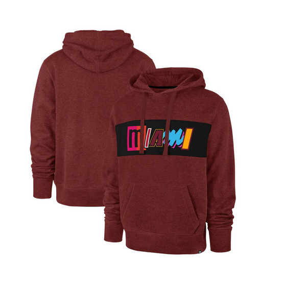 Men's '47 Red Miami Heat 2021/22 City Edition Wordmark Chest Pass Pullover Hoodie