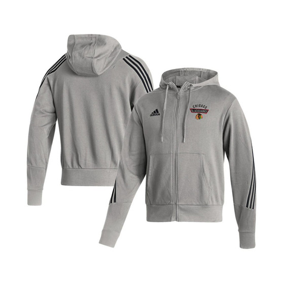 Men's Heathered Gray Chicago Blackhawks Fashion Full-Zip Hoodie