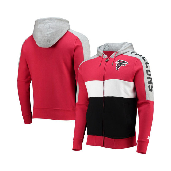 Men's Red, Black Atlanta Falcons Playoffs Color Block Full-Zip Hoodie