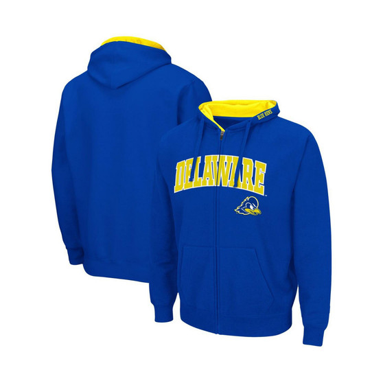 Men's Royal Delaware Fightin' Blue Hens Arch and Logo 3.0 Full-Zip Hoodie
