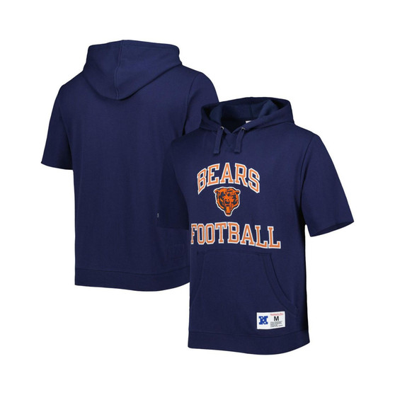 Men's Navy Chicago Bears Washed Short Sleeve Pullover Hoodie