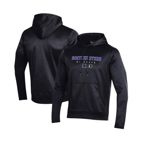 Men's Black Northwestern Wildcats Logo Lockup Fleece Performance Pullover Hoodie
