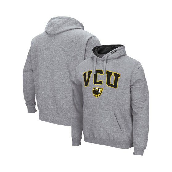 Men's Heathered Gray VCU Rams Arch and Logo Pullover Hoodie