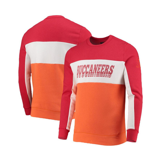 Men's Red and Orange Tampa Bay Buccaneers Color Block Pullover Sweatshirt