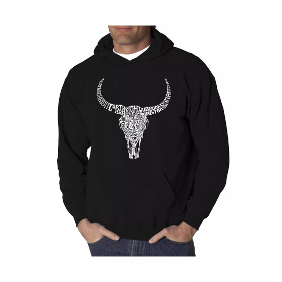 Men's Word Art Hooded Sweatshirt - Texas Skull