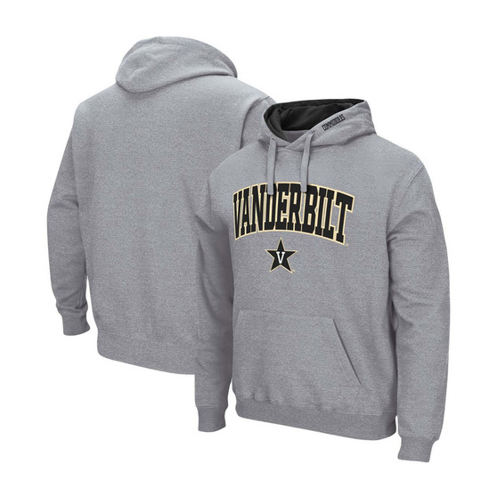 Men's Heather Gray Vanderbilt Commodores Arch and Logo Pullover Hoodie