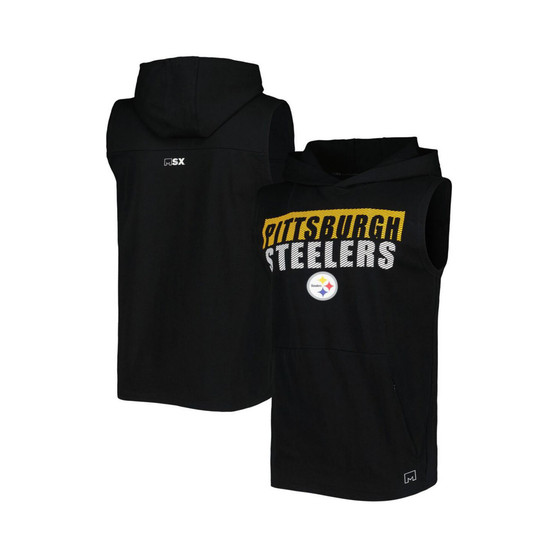 Men's Black Pittsburgh Steelers Relay Sleeveless Pullover Hoodie