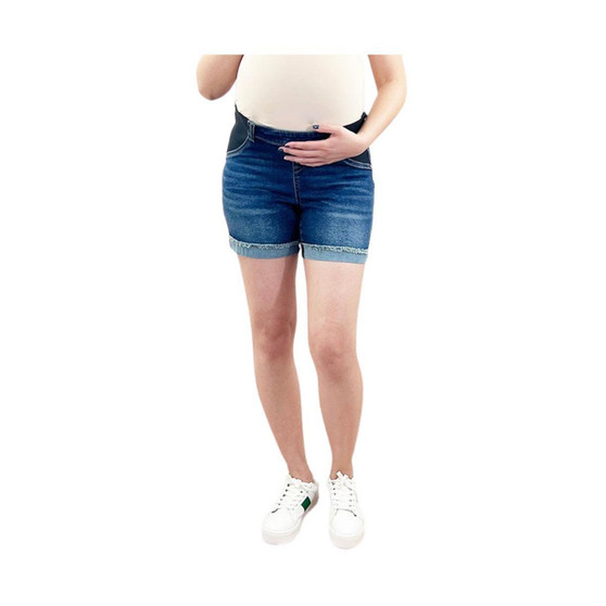 Maternity Shorts with Fray Stitched Down Hem and Under Belly