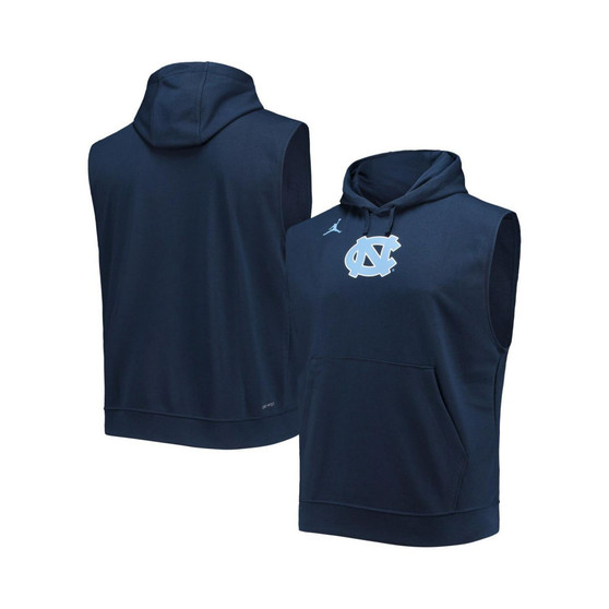 Men's Brand Navy North Carolina Tar Heels Logo Performance Sleeveless Pullover Hoodie
