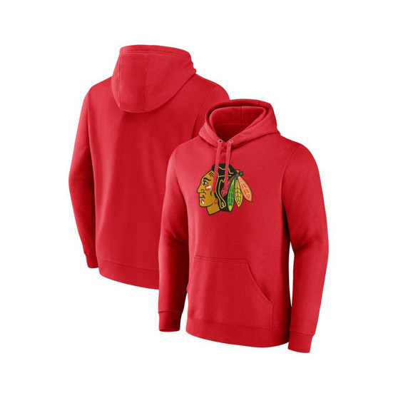 Men's Branded Red Chicago Blackhawks Primary Logo Pullover Hoodie