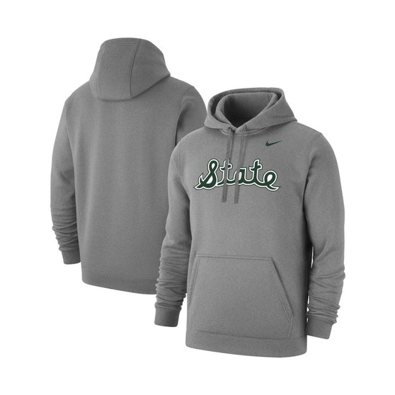 Men's Heathered Gray Michigan State Spartans Big and Tall Alternate Logo Club Pullover Hoodie