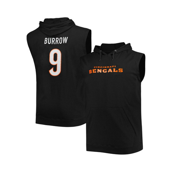 Men's Joe Burrow Black Cincinnati Bengals Big and Tall Muscle Pullover Hoodie