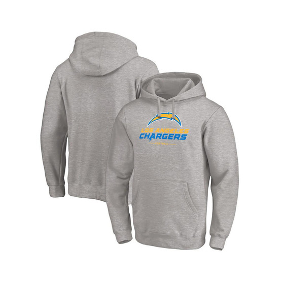 Men's Branded Heathered Gray Los Angeles Chargers Big and Tall Team Lockup Pullover Hoodie
