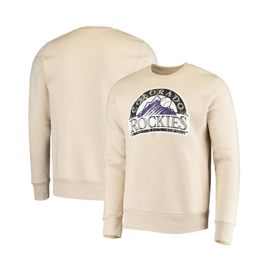 Men's Threads Oatmeal Colorado Rockies Fleece Pullover Sweatshirt