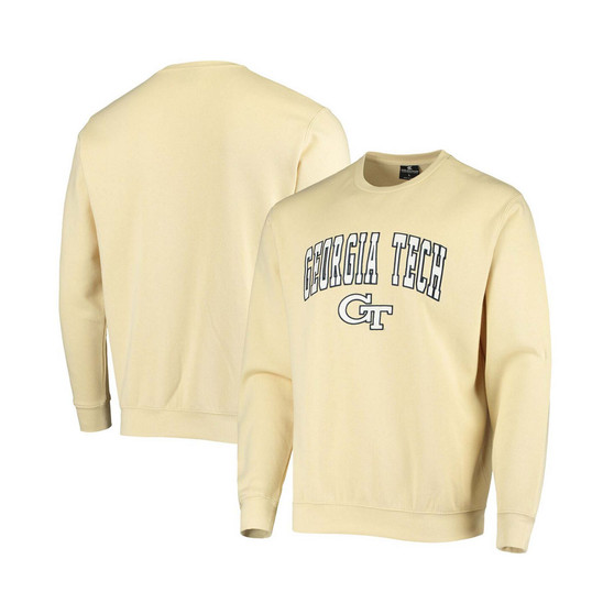 Men's Gold-Tone Georgia Tech Yellow Jackets Arch Logo Tackle Twill Pullover Sweatshirt