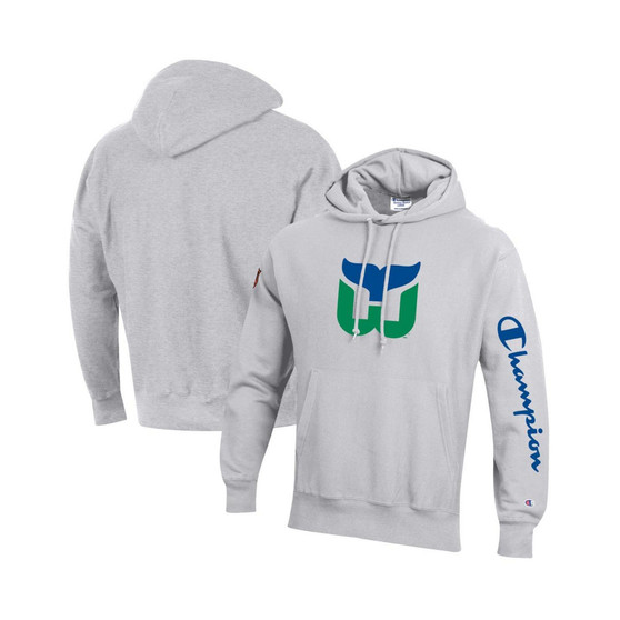 Men's Heathered Gray Hartford Whalers Reverse Weave Pullover Hoodie