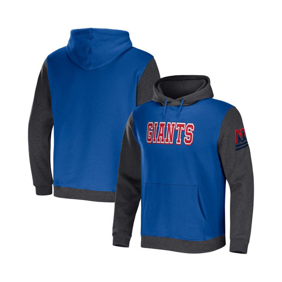 Men's NFL x Darius Rucker Collection by Royal, Charcoal New York Giants Colorblock Pullover Hoodie