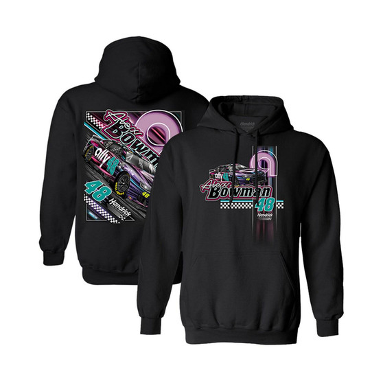 Men's Black Alex Bowman ally Night Car Pullover Hoodie